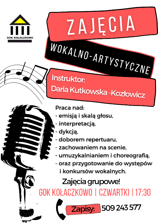 Plakat zajęć wokalno-instrumentalnych