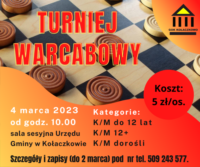 Turniej warcabowy 2023 Ogłoszenie turnieju warcabowego