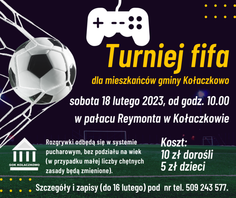 Turniej fifa w pałacu Reymonta Ogłoszenie - lutowy turniej fifa
