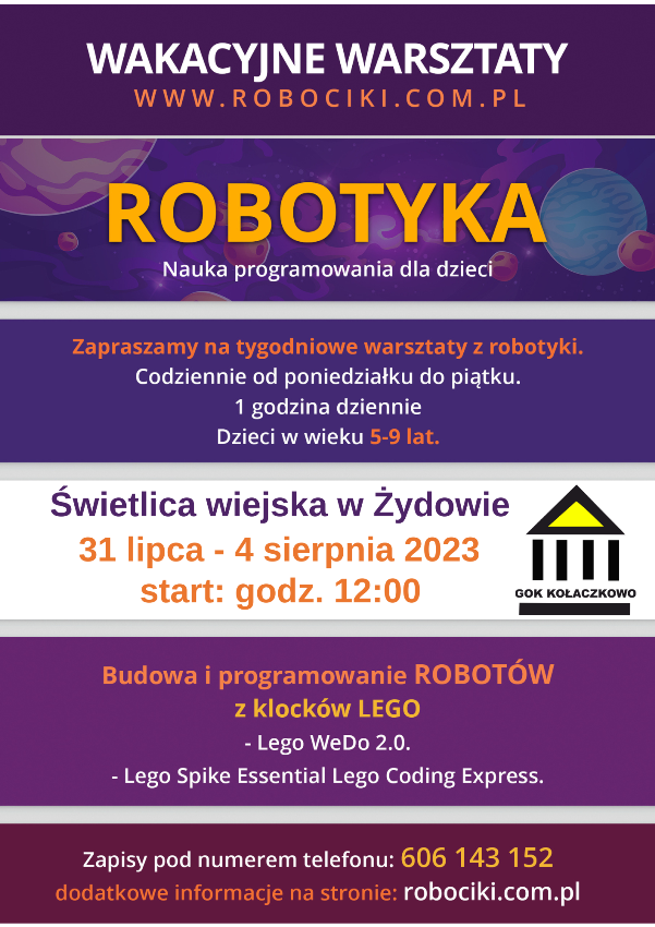 Plakat na warsztaty robotyki