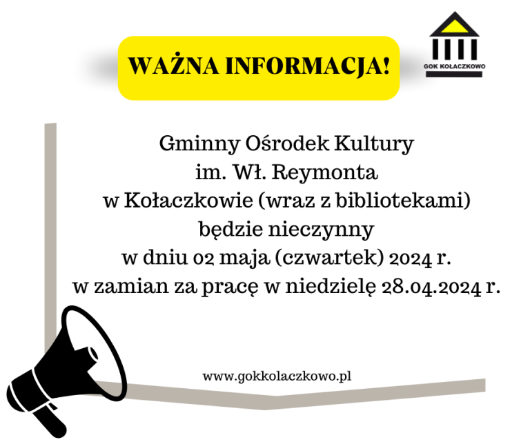 Informacja o dniu wolnym 02.05.2024