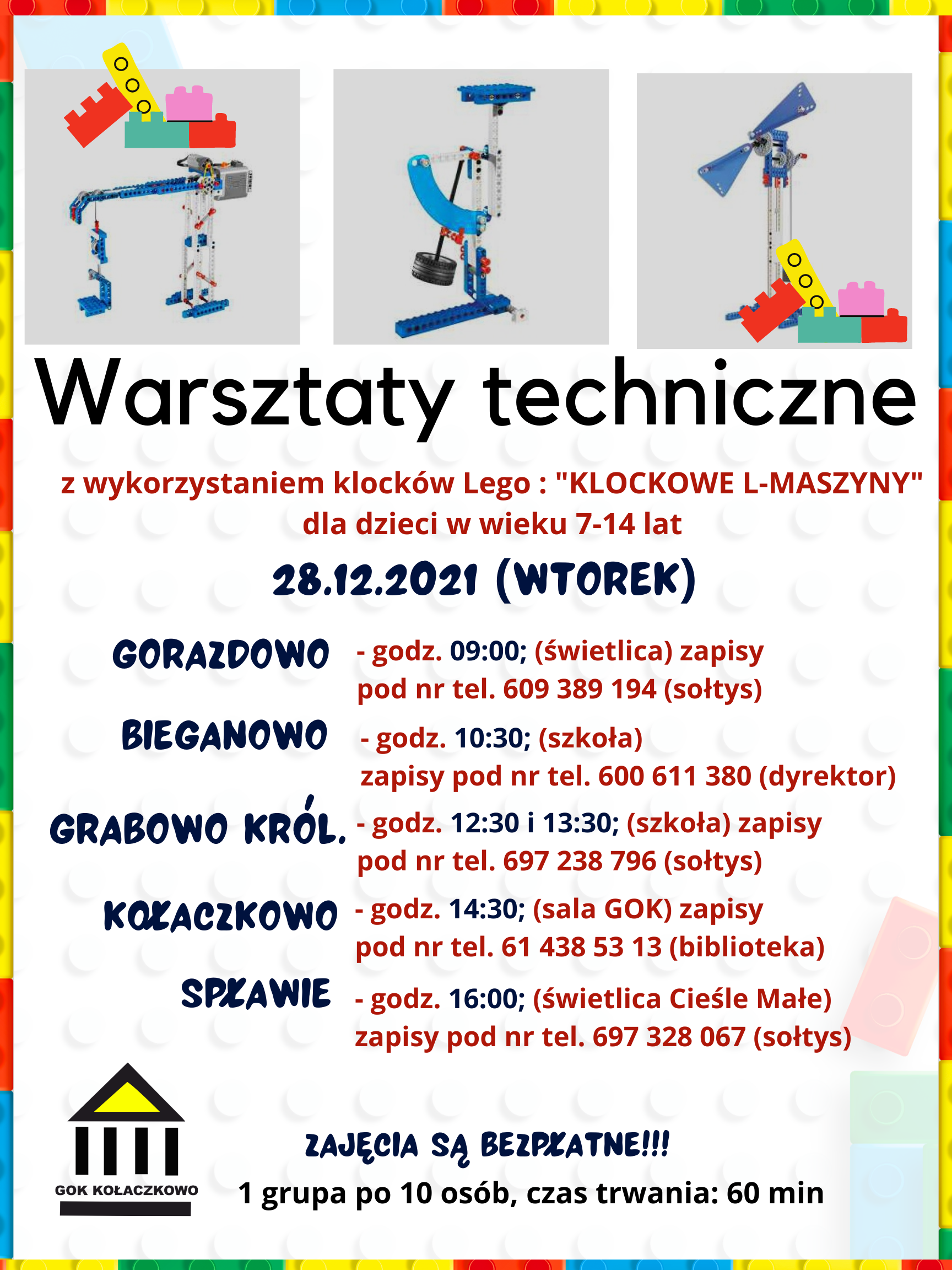 Obrazek przedstawia plakat na zajęcia LEGO