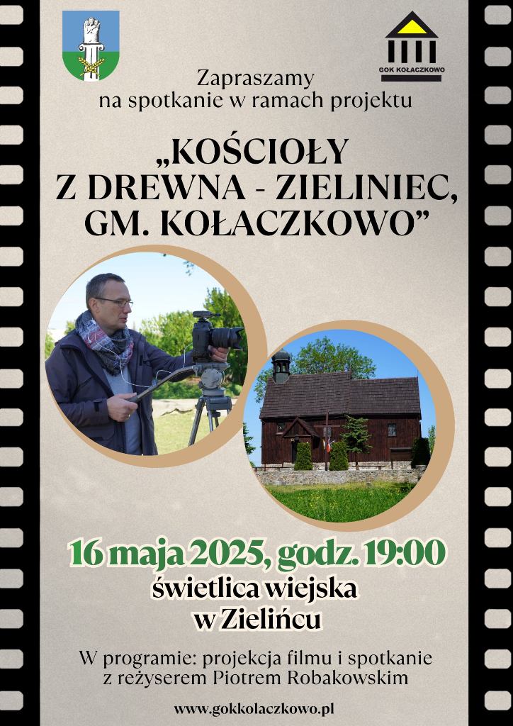 Plakat promujący film o kościółku w Zielińcu