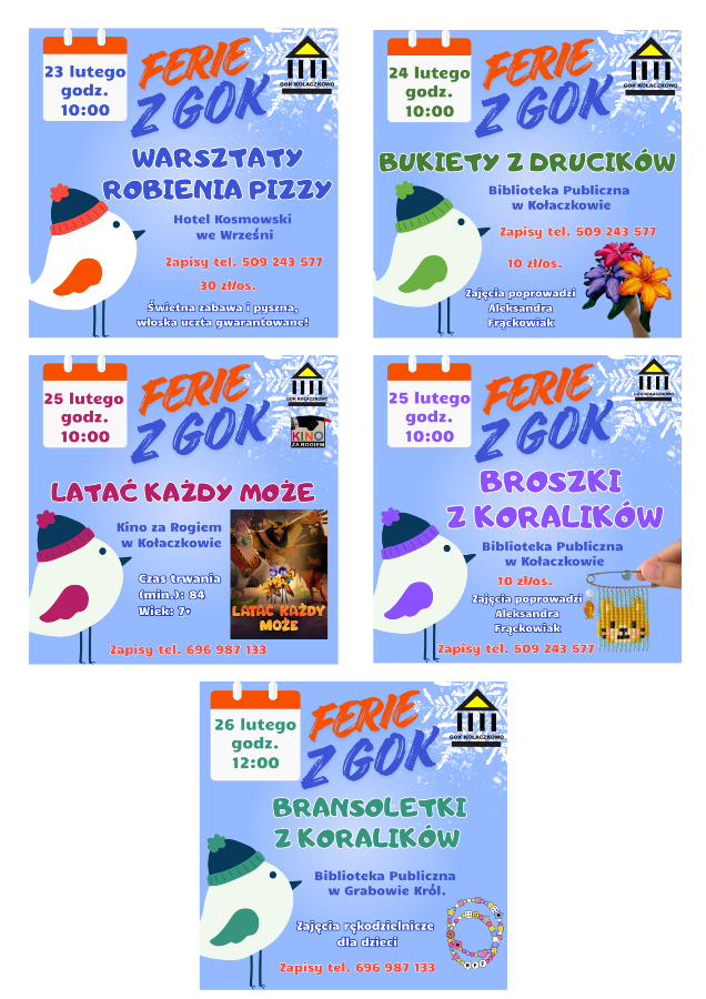 Plakat na drugi tydzień ferii