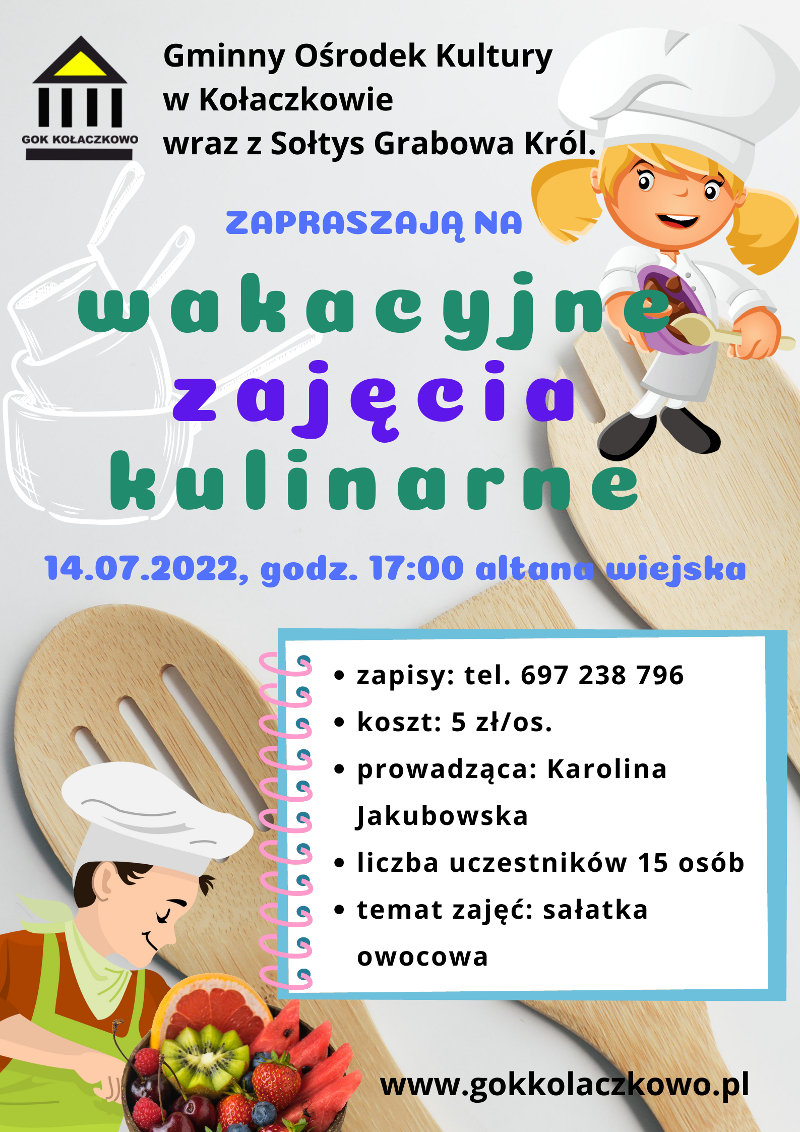 plakat - zajęcia kulinarne -grabowo królewskie